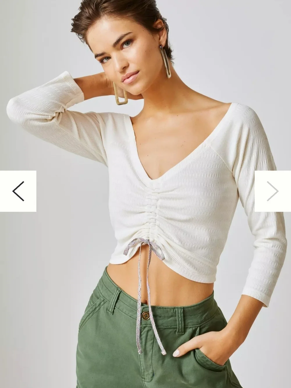 Anthropologie Sabrina Cinched V-Neck Long Sleeve Top